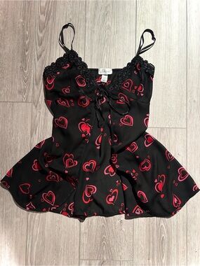 Heart Patterned Sheer Open-Front Lingerie Top